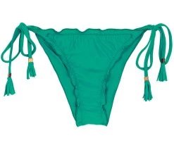 Brasiliansiches Scrunch Bikiniunterteil Grün Mit Pompons – Bottom Malaquita Eva