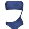 Texturierter Bandeau Badeanzug Navyblau – Body Kiwanda Denim Rio