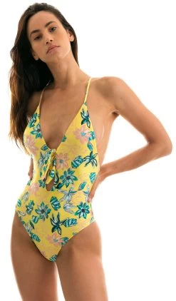 Gelb Geblümter Brasil Badeanzug – Florescer Hype No -Bestes Bademoden Geschäft onepiece riodesol florescer hype no 11