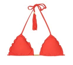 Bikini Triangle Oberteil Rot, Mit Gewellte Ränder Und Pompon – Soutien Ambra Frufru Urucum -Bestes Bademoden Geschäft top riodesol soutien ambra frufru urucum 001 e1520256001935