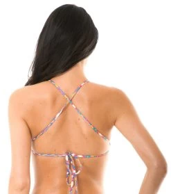 Retrogemustertes Bade Crop Top, Mit Kreuzträger – Soutien Beira Rio Sporty -Bestes Bademoden Geschäft top riodesol soutien beira rio sporty 21 e1520255657251