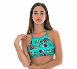 Geblümtes Bade Crop-Top Mit Kreuzträgern – Soutien Bloom Cropped