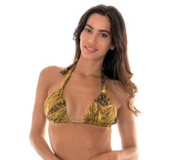 Goldgemustertes Verstellbares Bikini Triangel Top – Soutien Cortinao Reluzente