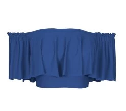 Blaues Schulterfreies Bade Crop-Top, Gerüscht – Soutien Denim Babado -Bestes Bademoden Geschäft top riodesol soutien denim babado 01 e1521635626760