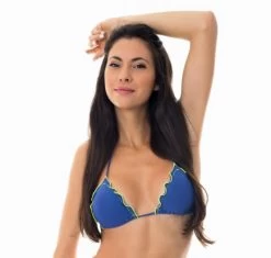 Denim Triangel Oberteil, Neonfarbene Konturen – Soutien Denim Frufru Litoral