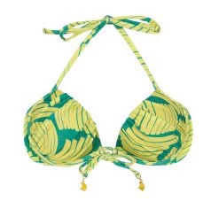 Grüngemustertes Push-up-Top Balconette – Top Banana Yellow Balconet