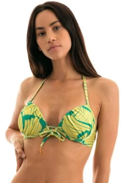 Grüngemustertes Push-up-Top Balconette – Top Banana Yellow Balconet -Bestes Bademoden Geschäft top riodesol top banana yellow balconet 11