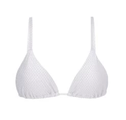 Knappes Triangel Top Weiß Texturiert, Gerade Träger – Top Cloque Branco Cheeky