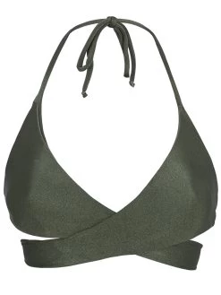 Gekreuzter Bade-BH, Khaki Glänzend – Top Croco Transpassado -Bestes Bademoden Geschäft top riodesol top croco transpassado 01