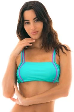 Sportliches Badeoberteil Blau Mit Rosa Details – Top Duo Pink Blue