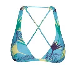 Blau Gemustertes Bikinitop Mit Kreuzverbund – Top Flower Geometric Cortinao