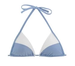 Bikini Triangel-Top, Blau-weiß, Gefüttert – Top Garoa White Tri