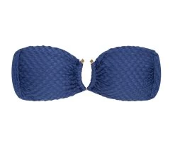 Blaues Bandeau Bikini-Top, Texturiert, Reliefeffekt – Top Kiwanda Denim Bandeau
