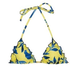 Gelbes Triangel Bikinitop Blau Gemustert – Top Lemon Flower Frufru