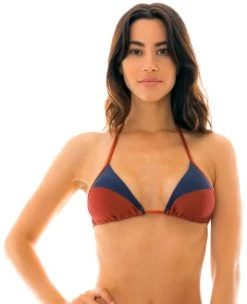 Triangel-Top Ziegelrot Blau Glänzend – Top Liquor Recorte Tri