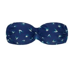 Marineblaues Bandeau Bikinitop, Mit Vogelmotiv – Top Seabird Bandeau