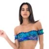 Kurzärmliges Bandeau Top, Pfauenaugenmotiv – Top Violina Off Shoulder